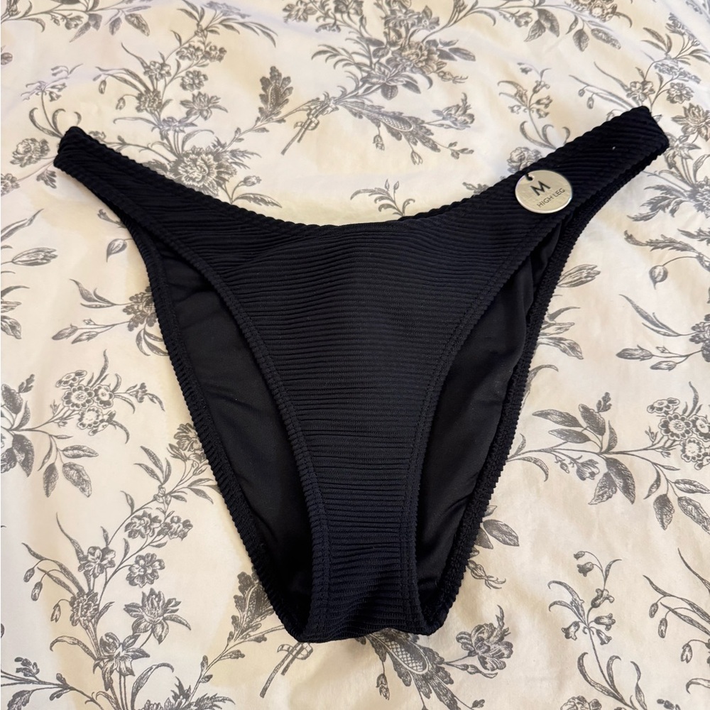 Chic Black Ribbed Bikini Bottom